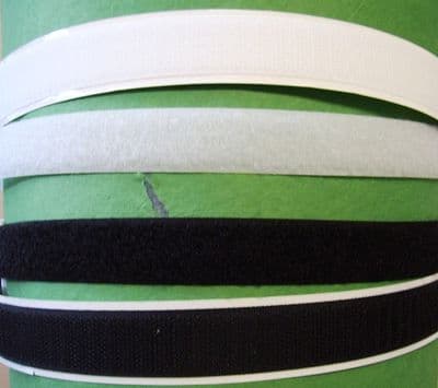 (Velcro type) Hook & Loop. Sew on fastener. 20 & 50mm.  Black & White. 25 metres