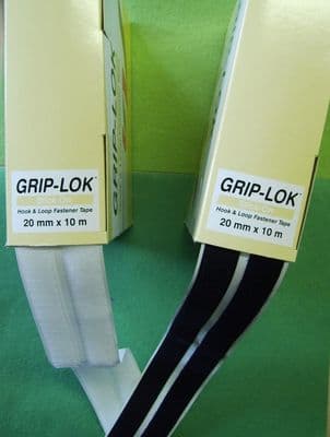 (Velcro type) Hook & Loop. Stick and Stick. 20mm. Black & White. 10 metres