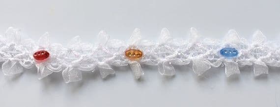0384-2116 White Organza Braid.  15mm wide.  Gold.  10 metres | M Courts Ltd