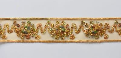 1B83 Organza Braid.  30mm wide.  Gold.  10 metres (1)