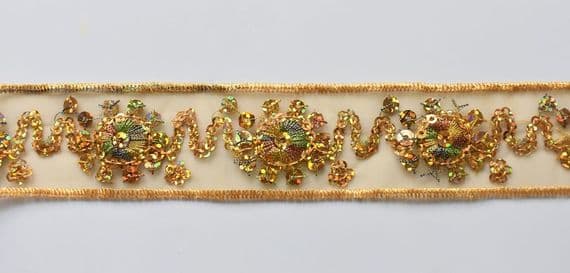 1B83 Organza Braid.  30m wide.  Gold.  10 metres | M Courts Ltd
