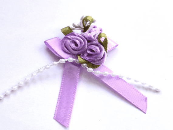 534-13P Ribbon Bows with 3 flower centre and beads | M. Courts Ltd