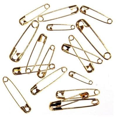54695 Essentials Brassed Steel Bunches Assorted Safety Pins. 12 pins per bunch, 40 bunches per tub.