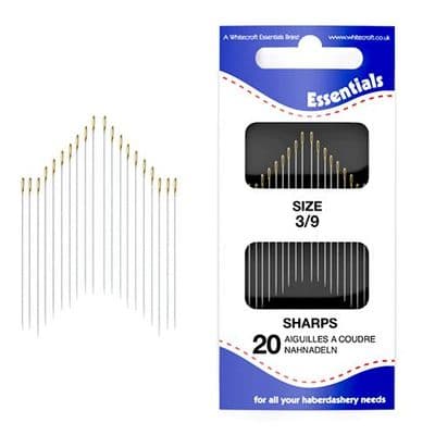 70001 Sharps 3/9 Hand Sewing Needles. 5 Wallets of 20 Needles