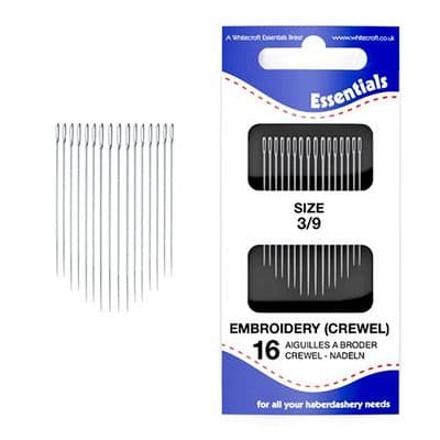 70031 Embroidery (Crewel) 3/9 Hand Sewing Needles. 16 needles per wallet,  5 Wallets Per Pack