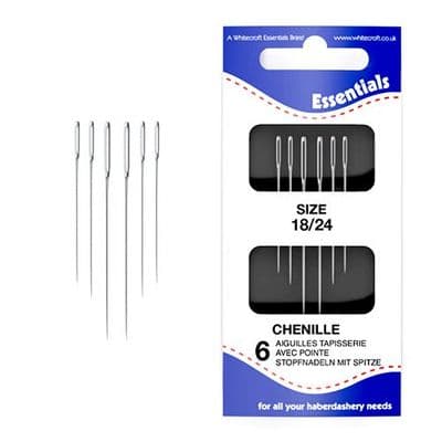 70181 Chenille Hand Needles. 18/24. 6 needles per wallet, 5 Wallets Per Pack