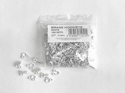 71251 - White Hooks & Eyes Sizes 1 & 2. 100 sets