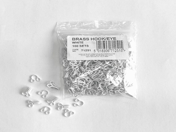 White Hooks & Eyes  Sizes 1 & 2 | M. Courts Ltd