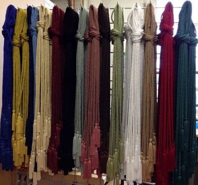 9075 Dressing Gown Cords. 8mm. 14 Colours.  10 Cords