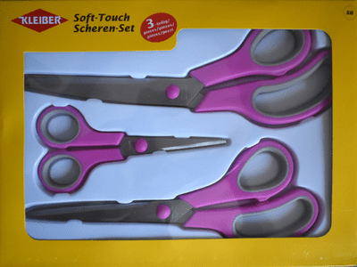 920-94Kleiber Soft Touch Scissors. Set of 3.  Green & Black 3 pairs