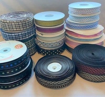 Assorted Ribbon Pack.  Assorted Widths, Colours & Designs. 20 Reels