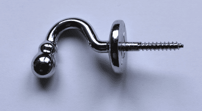 Ball End Curtain Tie Hook. 65mm.  Brass & Chrome.  25 Pieces