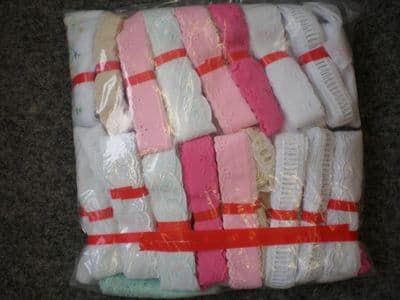 Broderie Anglaise Bags. Assorted Colours & Widths. 50 pieces