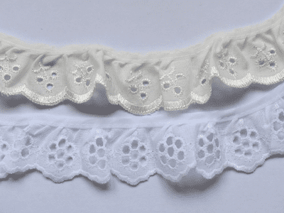 Broderie Anglaise. Frilled. 1 1/2
