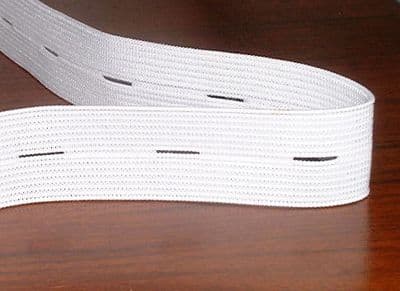 Button Hole Elastic.  19 & 25mm. Black & White. 25 metres