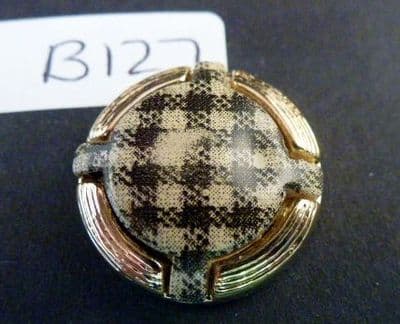 Clearance B127 Gold Check Round Button. 20mm.  50 Buttons