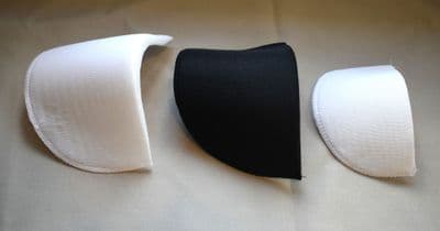 Covered Shoulder Pads.  Small, Medium & Large. Black & White. 5 pairs per pack.
