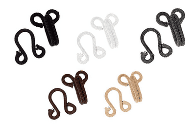 Fur Hooks  & Eyes.   Black, white, brown, grey and beige. 3 pairs per card, 5 cards per pack.