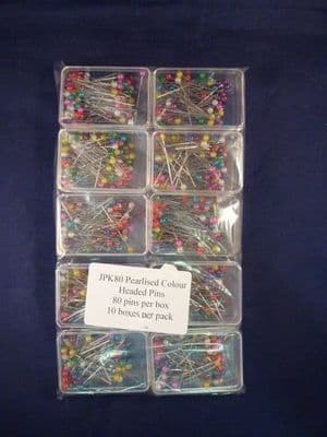 JPK80 Pearlised Colour Headed Pins