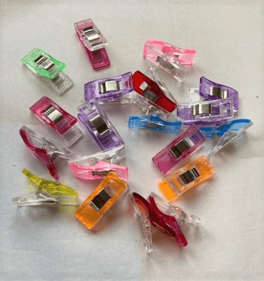 Loose Sewing Clips.  14x10mm. Assorted Colours.  20 Clips