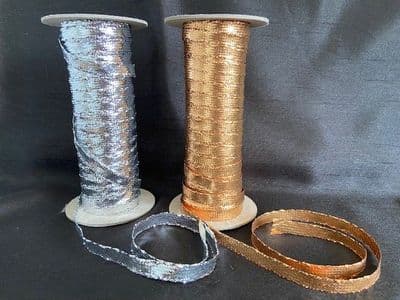 LX22 Gold & Silver Lurex Braid.  8mm.  Gold & Silver.  100 metres.