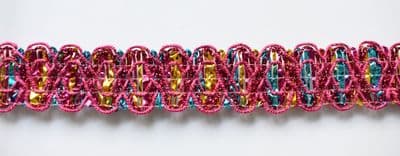 Multi Colour Metallic Braid. 30mm wide. 10 metres