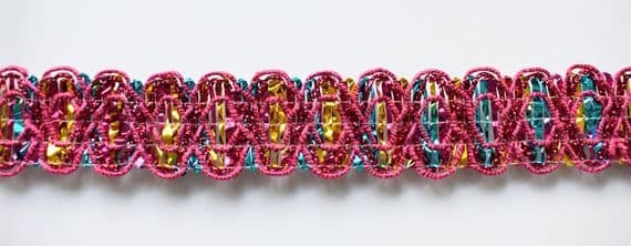 Multi Colour Metallic Braid. 30mm wide. 10 metres  | M Courts Ltd