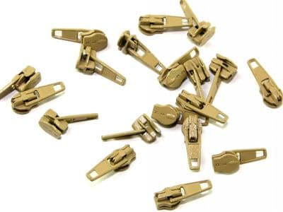 No. 3 Optilon Zip  Sliders. Cream Beige, Black & White. 100 Sliders