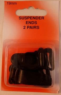 NSE/1 16mm Suspender Ends. 16mm.  Black & White. 2 pairs per card, 5 cards per pack