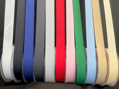 Poly Cotton Bias Binding.  In 18mm and 30mm widths and 10 colours. **REDUCED TO CLEAR**