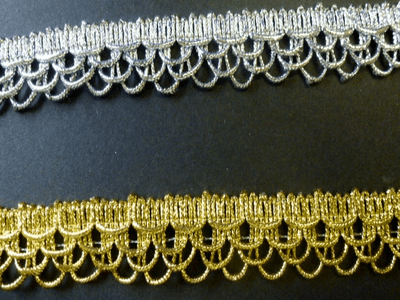 SP-03 Looped Metallic Trimming.  2cm.  Gold & Silver.  10 metres