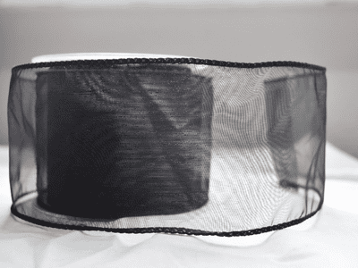 SR-1209  Pack of wired organza ribbon. White, black, pink and gold. 32, 50 & 70mm.  20 metres per re