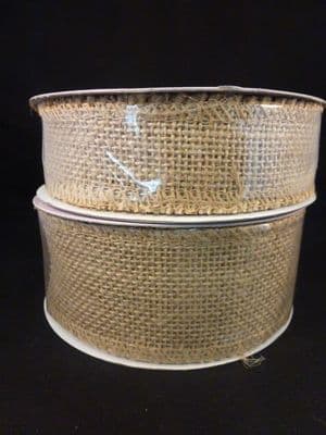 SR-1504  Wired Hessian Ribbon. 32, 50 & 70mm. Natural. 10 metres