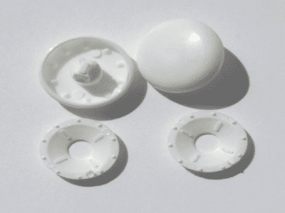W442 - White Plastic Cover Buttons. 11-29mm. 100 per box