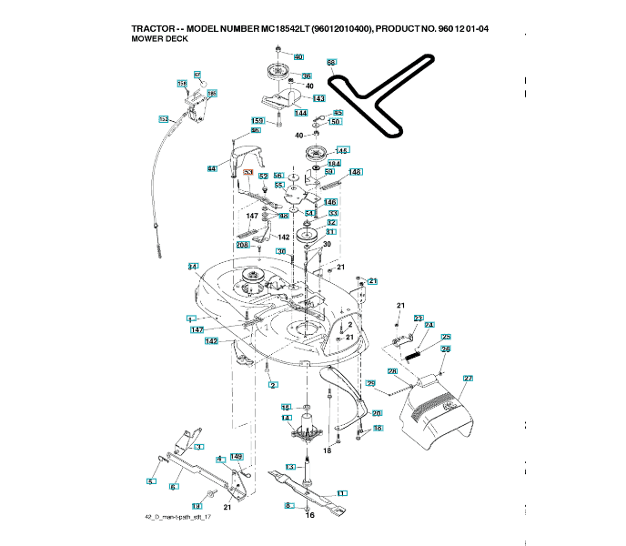 532184907 Blade Brake Arm Pad Husqvarna LTH1742 YTH151 LTH204