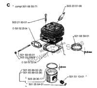 Cylinder & Piston Barrel Kit Fits Husqvarna 162 SE, 266 XP & Jonsered 630 Super Chainsaw  50mm Pot Replaces 501685571