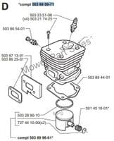Cylinder & Piston Barrel Kit Fits Husqvarna 350, 350E, 351, 353 & 346xp & Jonsered 2149, 2150, CS2150  Chainsaw 44mm Replaces 503869971