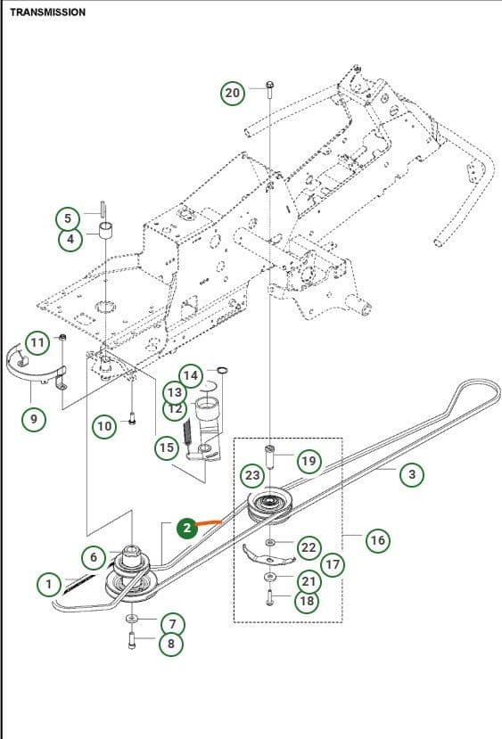 Husqvarna Rider Transmission To Engine Drive Belt Middle Belt