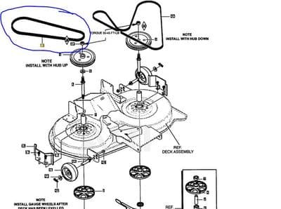 Secondary Cutter Deck Drive Belt  Murray 125/102 Mower 710231MA