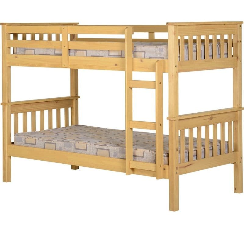 Neptune Solid Wood Bunk Bed Natural Splits into 2 single bedframes