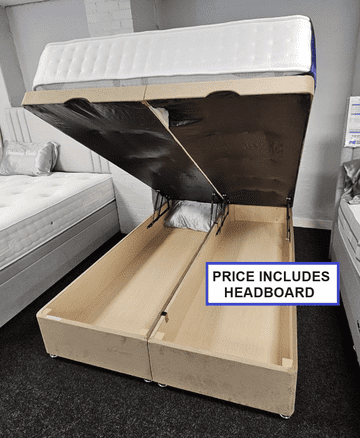 Single (3Ft) Ottoman Bottom Lift Base (Double Gas Action) With Headboard
