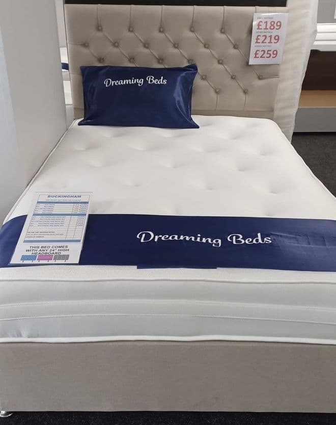 Small Double (4Ft) DS Buckingham 1000 Pocket Divan Bed - Medium Feel
