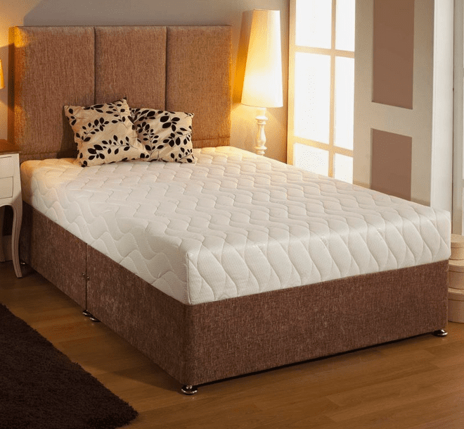 Small Double (4Ft) Eco Deluxe Full Foam Memory Divan Bed - Firm Medium to Firm Feel
