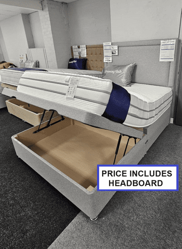 Small Double (4Ft) Ottoman Half Lift Base (Double Gas Action) With Headboard