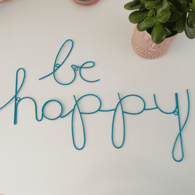 'Be Happy' Turquoise Wire Word Art by Bombay Duck