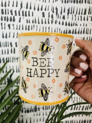 'Bee Happy' Bee Design Ceramic Mug