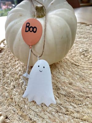 'Boo' Halloween Ghost with Balloon, Hanging Decoration