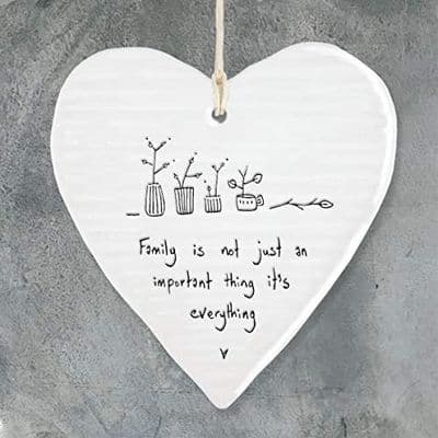 'Family is Everything...' East of India Porcelain Hanging Heart