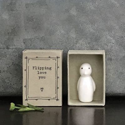 'Flipping Love You' Matchbox Penguin Ceramic Keepsake by East of India