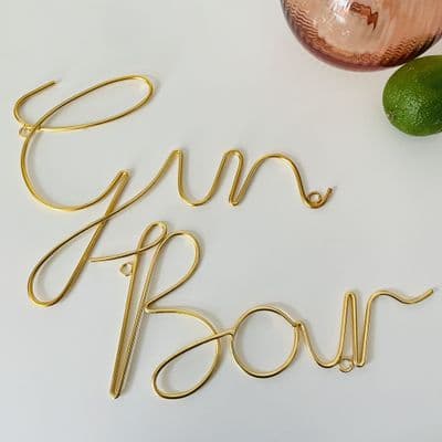'Gin Bar' Gold Wire Word Art by Bombay Duck